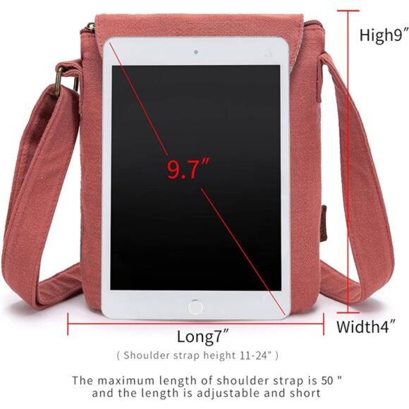 Women's Retro Small Size Canvas Shoulder Bag Orange - Picture 4 of 6